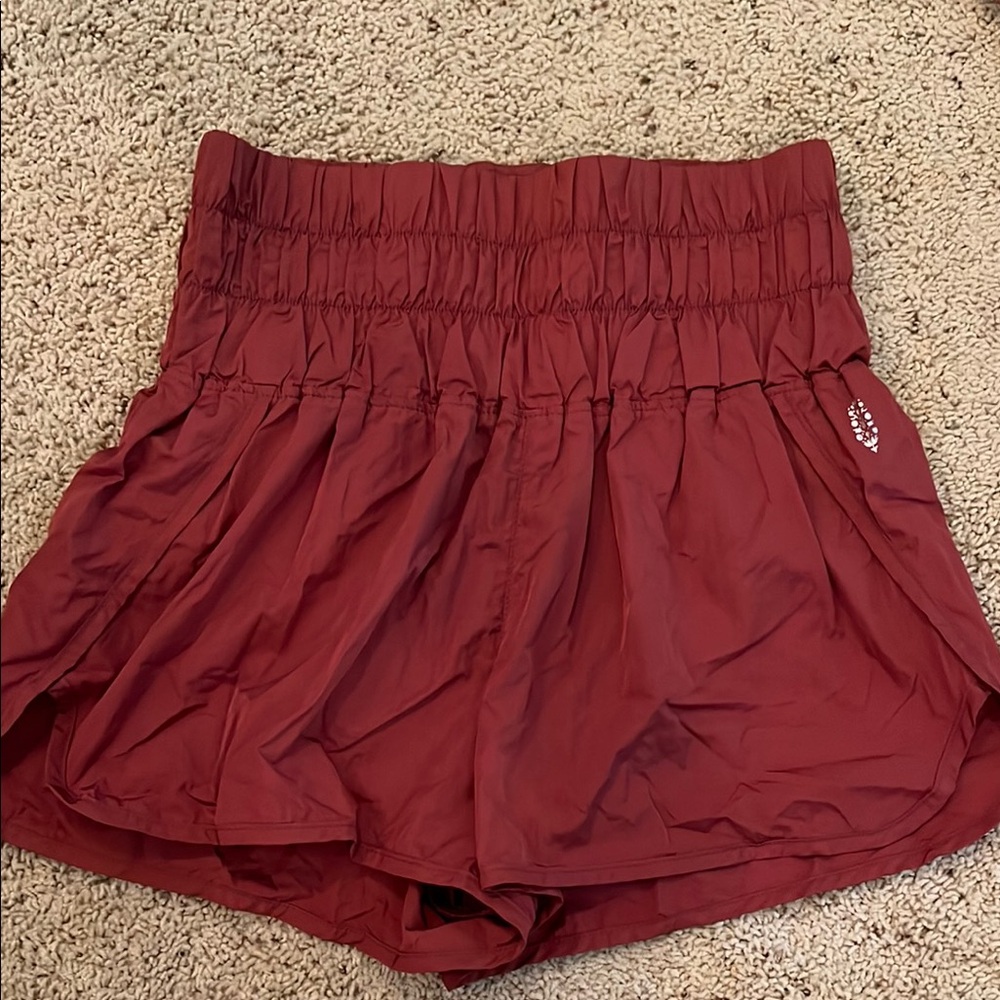 FP Movement by Free People Red Athletic Shorts High-Waisted